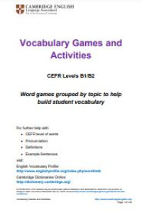 E-book Vocabulary Games and Activities